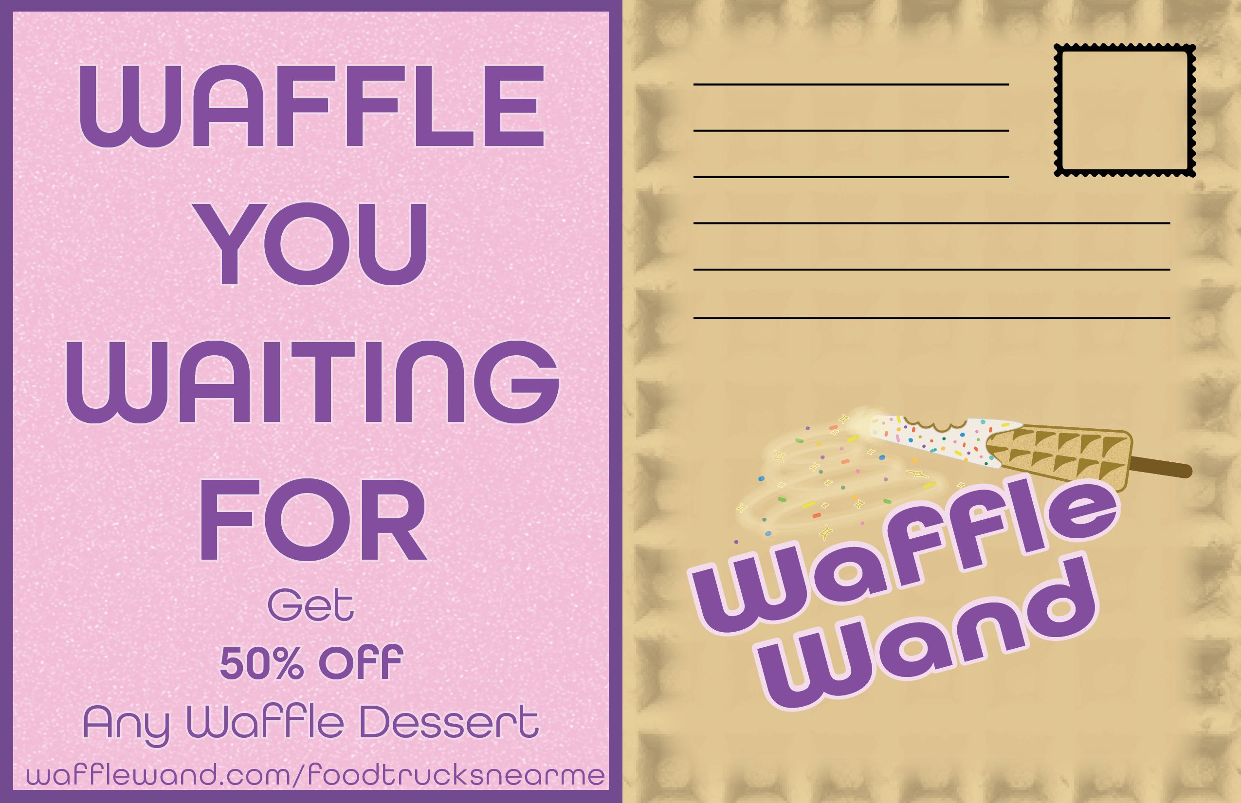 Waffle Wand post card back